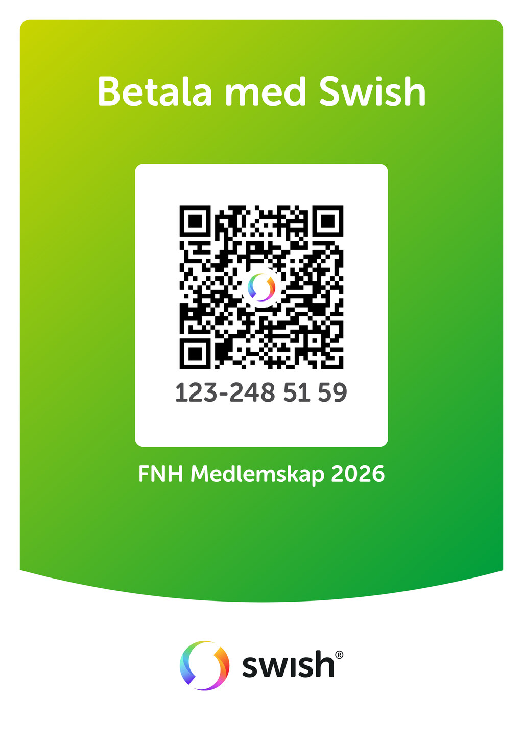 Swish QR-kod för medlemsavgift 2026